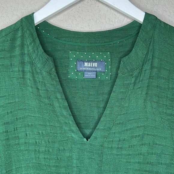Anthropologie Maeve Amber Tiered Tunic Long Sleeve Dress in Evergreen Size XS - Picture 4 of 14